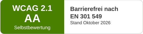 Barrierefrei nach WCAG 2.1 AA und EN 301 549, Selbstbewertung, Stand Oktober 2026